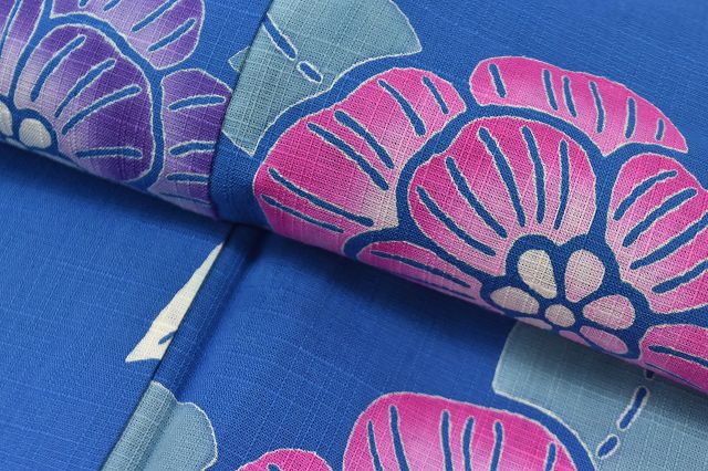 Vintage Japanese Yukata | Women's Yukata | Navy Cotton | Sunflower Pattern | Chusen Dyed | Unused | Size LL | Sustainable | rr0781b