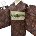 Vintage Japanese Obi | Komon Kimono & Nagoya Obi Set | Brown Silk | Tree Pattern | Size SS-L | Sustainable | rr0791b