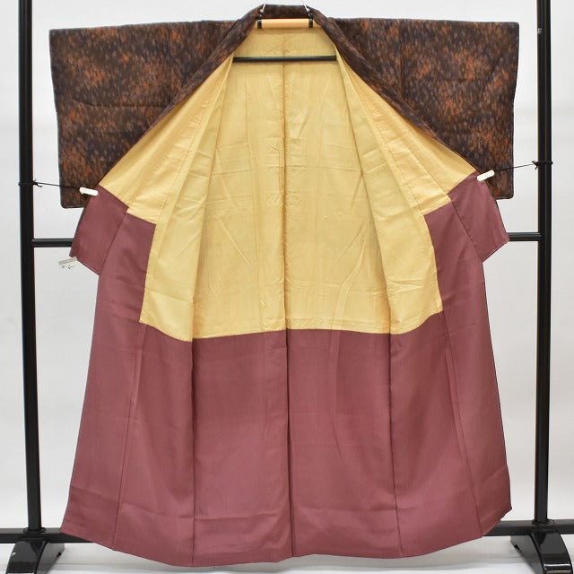 Vintage Japanese Obi | Komon Kimono & Nagoya Obi Set | Brown Silk | Tree Pattern | Size SS-L | Sustainable | rr0791b