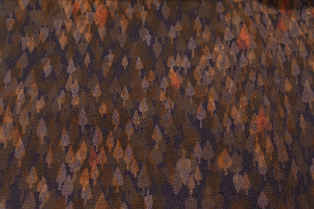 Vintage Japanese Obi | Komon Kimono & Nagoya Obi Set | Brown Silk | Tree Pattern | Size SS-L | Sustainable | rr0791b
