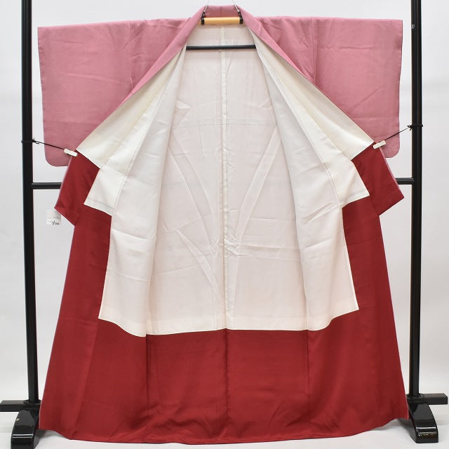 Vintage Japanese Obi | Edo Komon Kimono & Nagoya Obi Set | Red Silk | Tatewaku Pattern | Size M-L | Sustainable | rr0793b