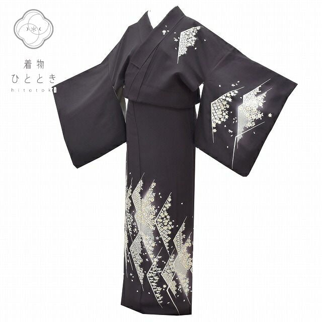 Vintage Japanese Kimono | Houmongi Kimono | Purple Silk | Shippo Floral Embroidery | Size LL-L | Sustainable | rr0877a57