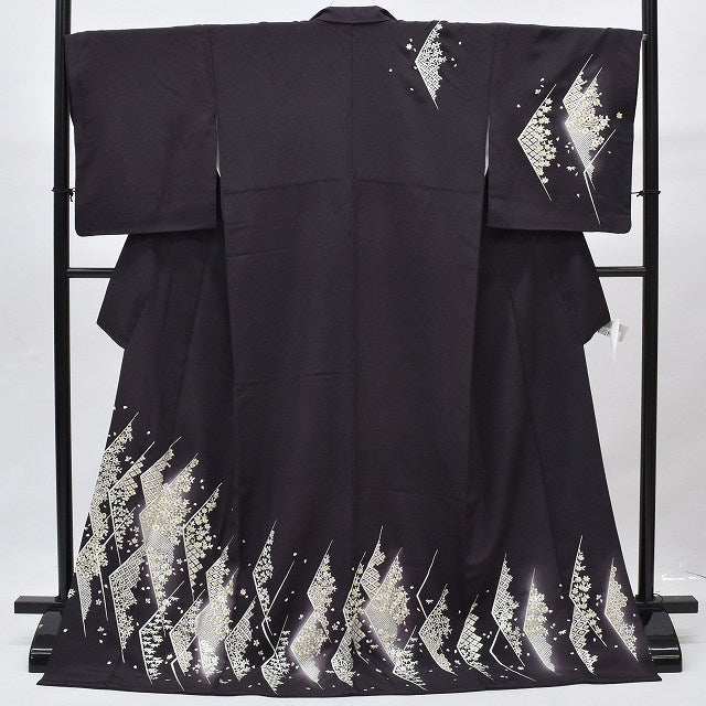 Vintage Japanese Kimono | Houmongi Kimono | Purple Silk | Shippo Floral Embroidery | Size LL-L | Sustainable | rr0877a57