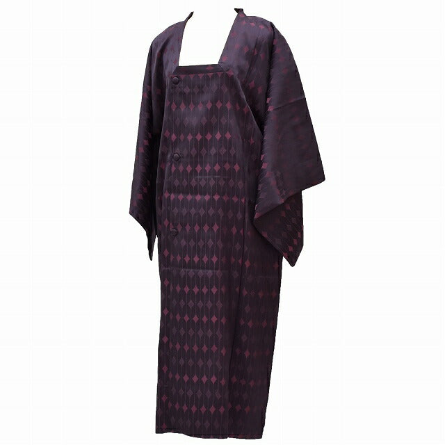 Vintage Japanese Kimono | Silk Rain Coat | Purple | Diamond Stripe Pattern | Long | Sustainable | rr0881b