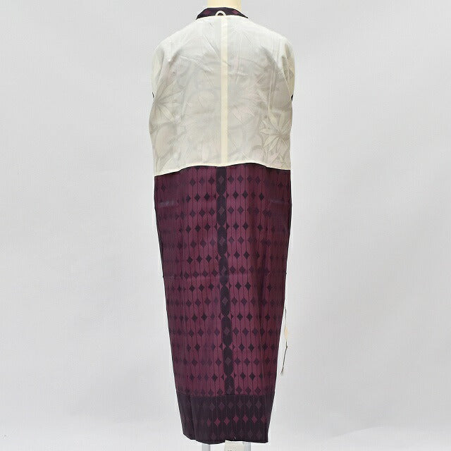 Vintage Japanese Kimono | Silk Rain Coat | Purple | Diamond Stripe Pattern | Long | Sustainable | rr0881b