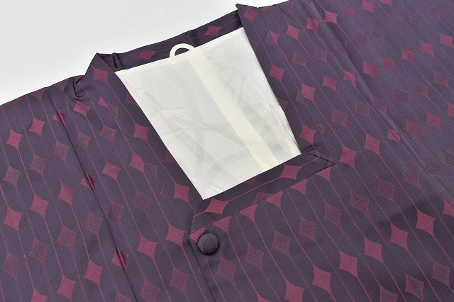 Vintage Japanese Kimono | Silk Rain Coat | Purple | Diamond Stripe Pattern | Long | Sustainable | rr0881b