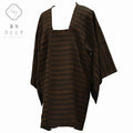Vintage Japanese Kimono | Michiyuki Coat | Brown Silk | Stripe Pattern | Short | Sustainable | rr0884b