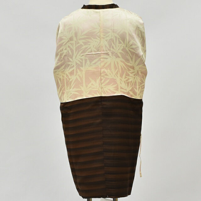Vintage Japanese Kimono | Michiyuki Coat | Brown Silk | Stripe Pattern | Short | Sustainable | rr0884b