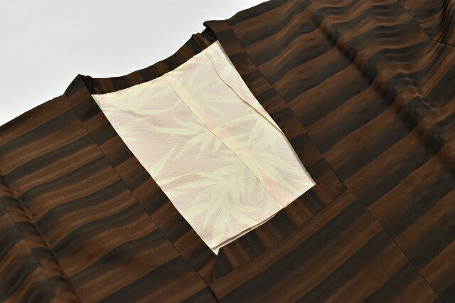 Vintage Japanese Kimono | Michiyuki Coat | Brown Silk | Stripe Pattern | Short | Sustainable | rr0884b