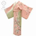 Vintage Japanese Kimono | Houmongi Kimono | Pink Green Silk | Kaga Yuzen | Artist Signed | Size L-L | Sustainable | rr0931b