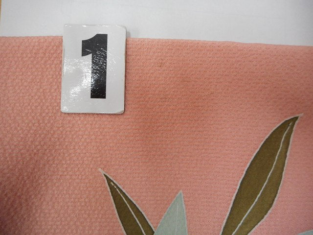 Vintage Japanese Kimono | Houmongi Kimono | Pink Green Silk | Kaga Yuzen | Artist Signed | Size L-L | Sustainable | rr0931b