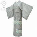 Vintage Japanese Kimono | Hakusan Tsumugi Kimono | Gray Silk | Iris Pattern | Unused | Size M | Sustainable | rr0940b