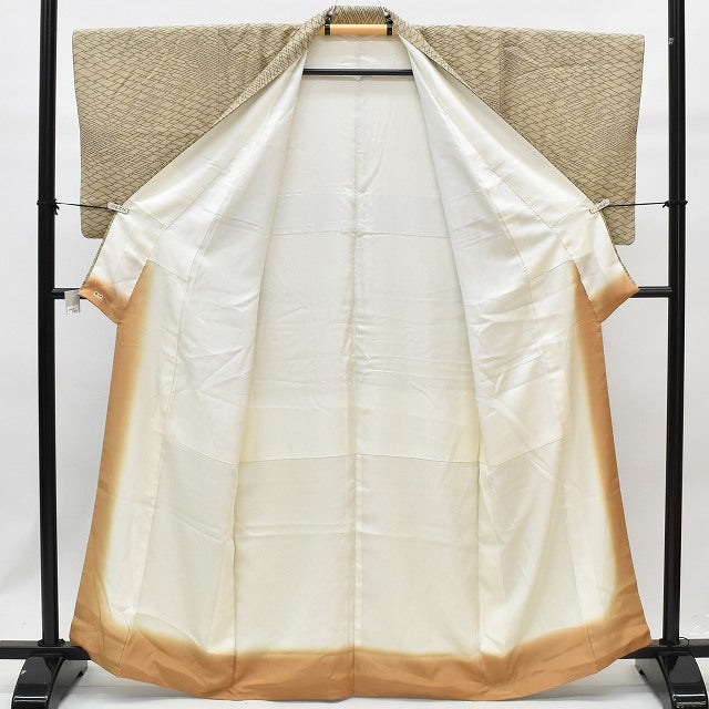 Vintage Japanese Kimono | Komon Kimono | Light Brown Silk Crepe | Basket Weave Pattern | Size S | Sustainable | rr0946b