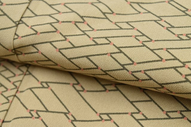 Vintage Japanese Kimono | Komon Kimono | Light Brown Silk Crepe | Basket Weave Pattern | Size S | Sustainable | rr0946b