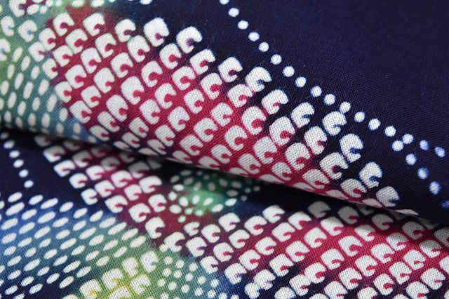 Vintage Japanese Yukata | Women's Yukata & Pre-tied Obi Set | Navy Cotton | Floral Pattern | Size SS | Sustainable | rr0981b