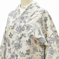 Vintage Japanese Kimono | Tsumugi Kimono | White Silk | Stream Floral Pattern | Unlined | Size S | Sustainable | rr1007b