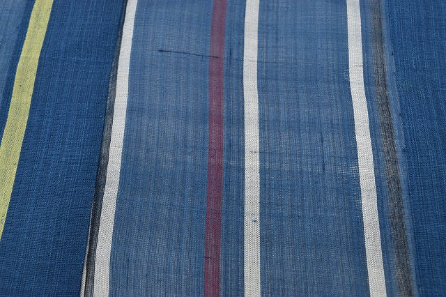 Vintage Japanese Kimono | Summer Komon Kimono | Navy Silk Linen | Stripe Pattern | Size SS | Sustainable | rr1013b