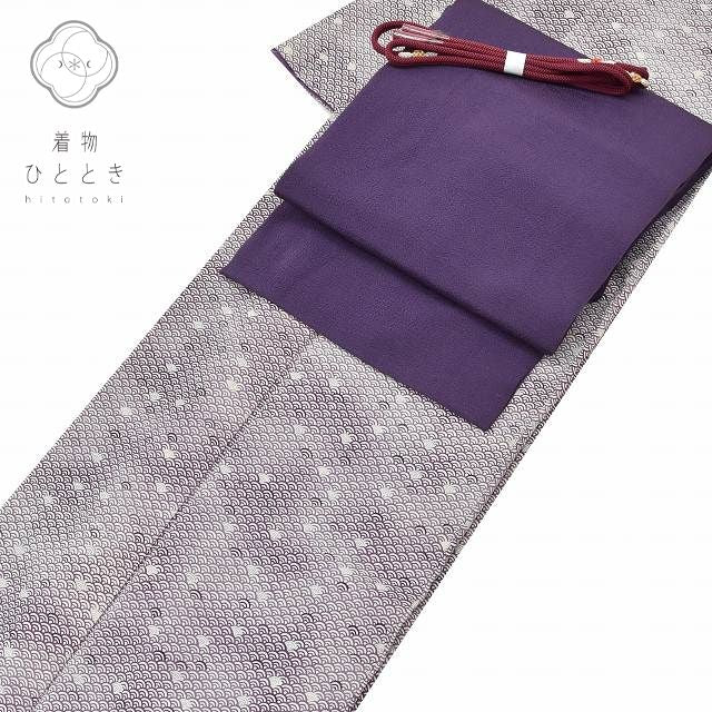 Vintage Japanese Obi | Komon Kimono & Nagoya Obi Set | Purple Silk | Seigaiha Pattern | Size S-L | Sustainable | rr1018b