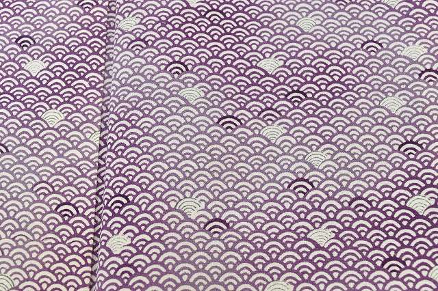 Vintage Japanese Obi | Komon Kimono & Nagoya Obi Set | Purple Silk | Seigaiha Pattern | Size S-L | Sustainable | rr1018b