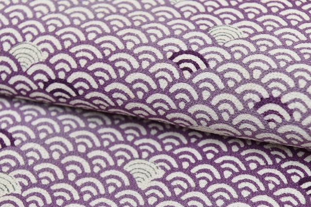 Vintage Japanese Obi | Komon Kimono & Nagoya Obi Set | Purple Silk | Seigaiha Pattern | Size S-L | Sustainable | rr1018b