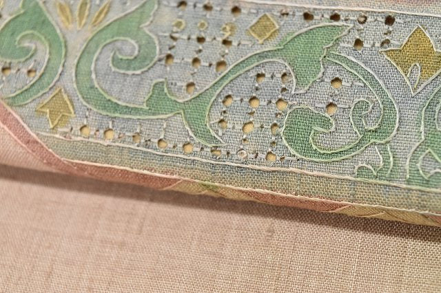 Vintage Japanese Obi | Fukuro Obi | Brown Purple Silk | Floral Swatow Embroidery | Excellent | Sustainable | rr1038b