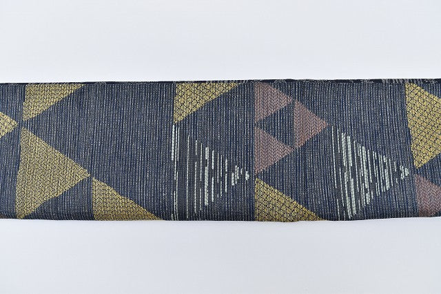 Vintage Japanese Obi | Fukuro Obi | Navy Mixed Weave | Scale Pattern | Excellent | Sustainable | rr1040b