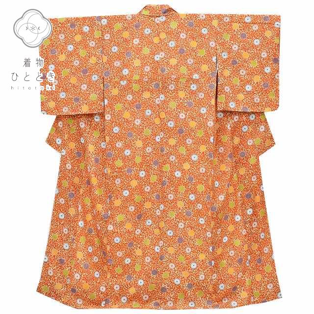 Vintage Japanese Kimono | Komon Kimono | Orange Silk | Floral Arabesque Pattern | Retro | Unused | Size M | Sustainable | rr1053b
