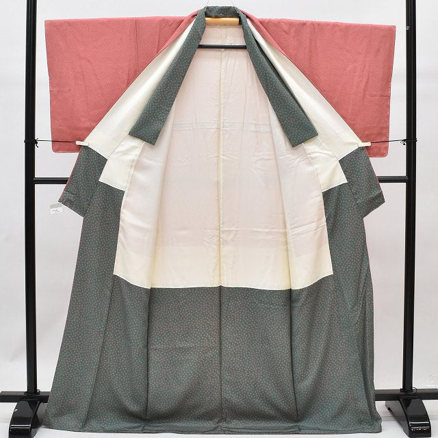Vintage Japanese Kimono | Komon Kimono | Pink Silk | Arare Hailstone Pattern | With Kasane-eri | Size L | Sustainable | rr1059b