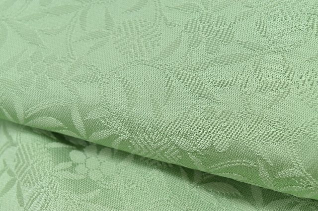 Vintage Japanese Kimono | Iro-Muji Kimono | Yellow Green Silk | Floral Arabesque Weave | One Crest | Size S | Sustainable | rr1066b