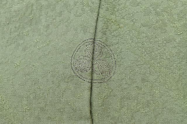 Vintage Japanese Kimono | Iro-Muji Kimono | Green Silk | Diagonal Stripe Weave | One Crest | Size M | Sustainable | rr1068b