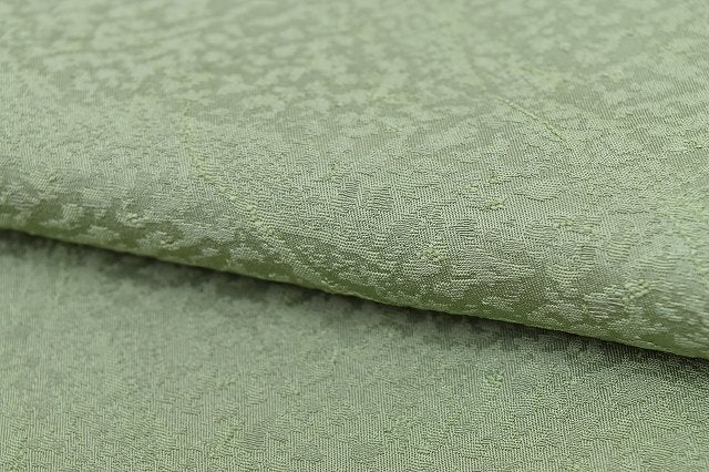 Vintage Japanese Kimono | Iro-Muji Kimono | Green Silk | Diagonal Stripe Weave | One Crest | Size M | Sustainable | rr1068b