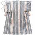 Vintage Japanese Kimono | Oshima Tsumugi Kimono | Gray Silk | Hemp Leaf Pattern | Size M | Sustainable | rr1069b