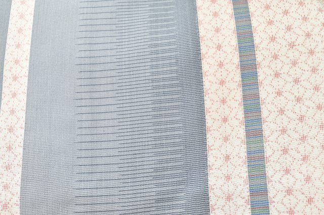 Vintage Japanese Kimono | Oshima Tsumugi Kimono | Gray Silk | Hemp Leaf Pattern | Size M | Sustainable | rr1069b