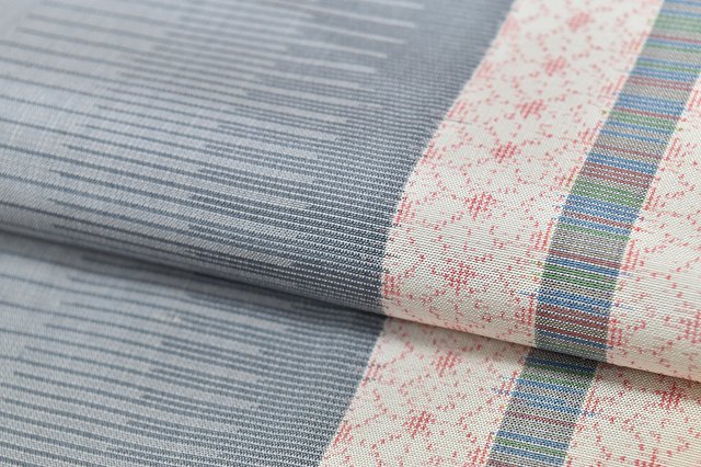 Vintage Japanese Kimono | Oshima Tsumugi Kimono | Gray Silk | Hemp Leaf Pattern | Size M | Sustainable | rr1069b
