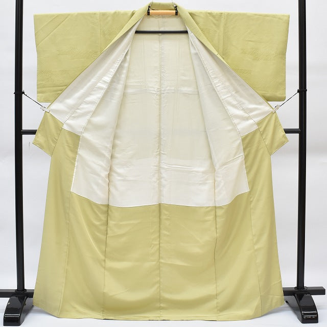 Vintage Japanese Kimono | Iro-Muji Kimono | Olive Green Silk Crepe | One Crest | Size M | Sustainable | rr1133b