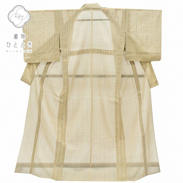 Vintage Japanese Kimono | Summer Tsumugi Kimono | Brown Silk | Geometric Pattern | Size M | Sustainable | rr1147b