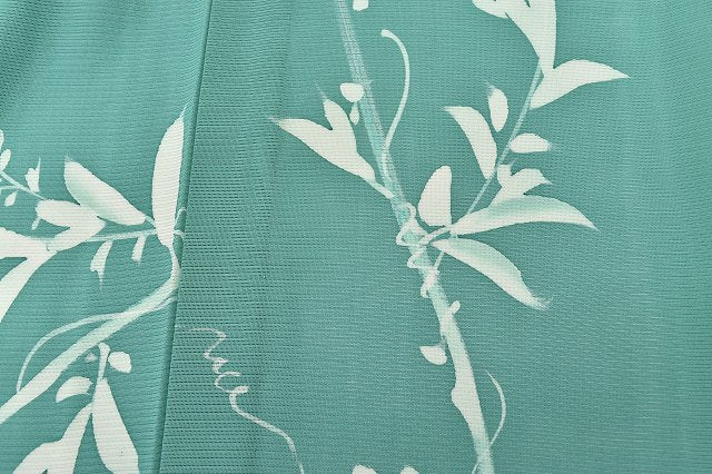 Vintage Japanese Kimono | Summer Komon Kimono | Green Silk Ro | Botanical Pattern | Unused | Size M-L | Sustainable | rr1149b
