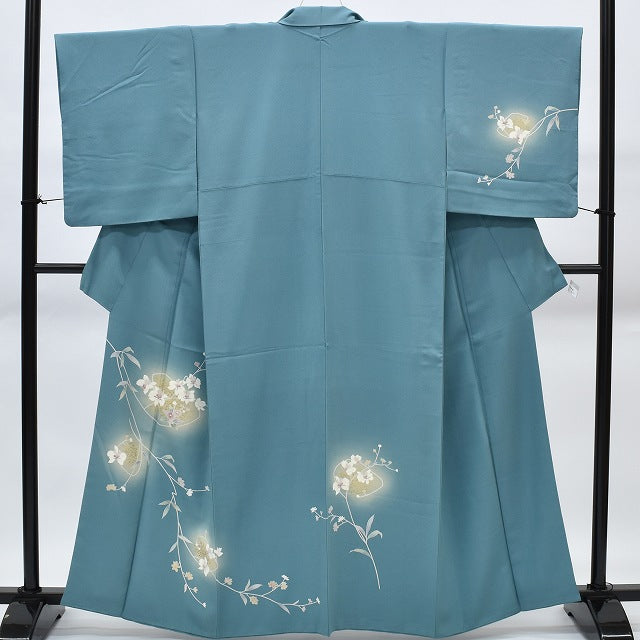 Vintage Japanese Kimono | Houmongi Kimono | Blue Silk | Floral Pattern | Size SS-L | Sustainable | rr1178b
