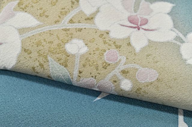 Vintage Japanese Kimono | Houmongi Kimono | Blue Silk | Floral Pattern | Size SS-L | Sustainable | rr1178b