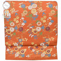 Vintage Japanese Obi | Fukuro Obi | Orange Silk | Floral Pattern | Furisode | Sustainable | rr1183b