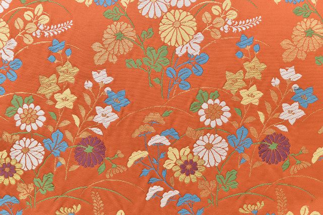 Vintage Japanese Obi | Fukuro Obi | Orange Silk | Floral Pattern | Furisode | Sustainable | rr1183b