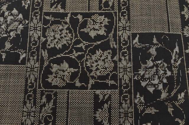 Vintage Japanese Kimono | Oshima Tsumugi Kimono | Brown Silk | Floral Pattern | Mud-dyed | Size L | Sustainable | rr1188b