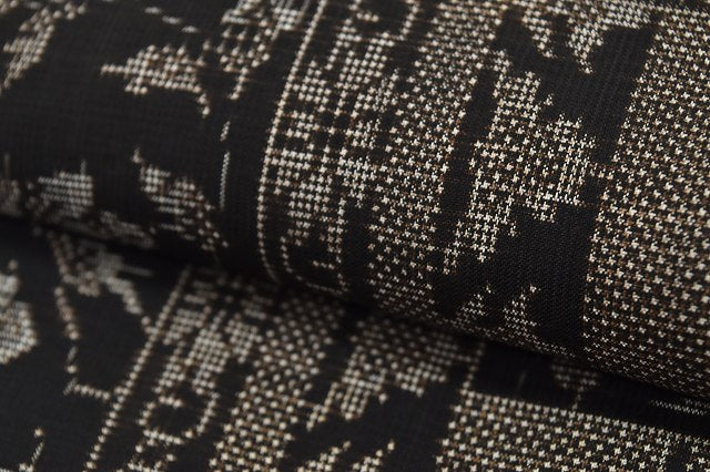 Vintage Japanese Kimono | Oshima Tsumugi Kimono | Brown Silk | Floral Pattern | Mud-dyed | Size L | Sustainable | rr1188b