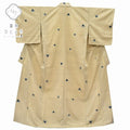 Vintage Japanese Kimono | Tsumugi Kimono | Light Brown Silk | Fan Pattern | Size L | Sustainable | rr1195b