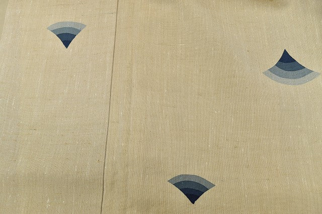 Vintage Japanese Kimono | Tsumugi Kimono | Light Brown Silk | Fan Pattern | Size L | Sustainable | rr1195b