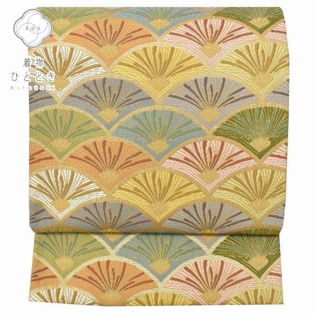 Vintage Japanese Obi | Fukuro Obi | Gold Ochre Silk | Seigaiha Wave Pattern | Kara-ori | Excellent | Sustainable | rr1204b