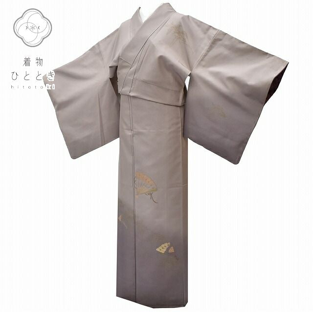 Vintage Japanese Kimono | Hakusan Tsumugi Kimono | Purple Silk | Fan Embroidery | Size L | Sustainable | rr1243b