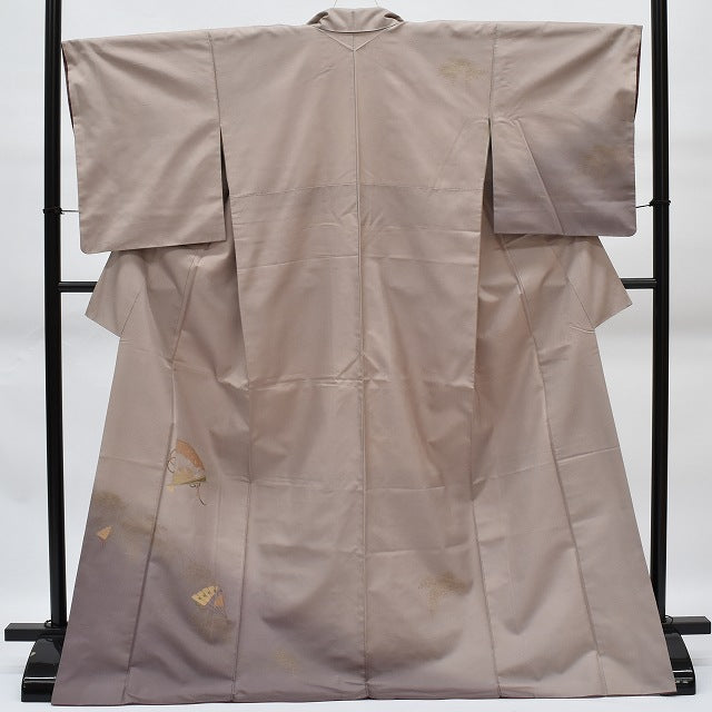 Vintage Japanese Kimono | Hakusan Tsumugi Kimono | Purple Silk | Fan Embroidery | Size L | Sustainable | rr1243b