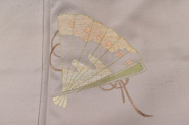 Vintage Japanese Kimono | Hakusan Tsumugi Kimono | Purple Silk | Fan Embroidery | Size L | Sustainable | rr1243b