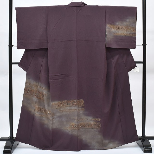 Vintage Japanese Kimono | Tsukesage Kimono | Purple Silk Crepe | Ancient Pattern | Size S | Sustainable | rr1272b